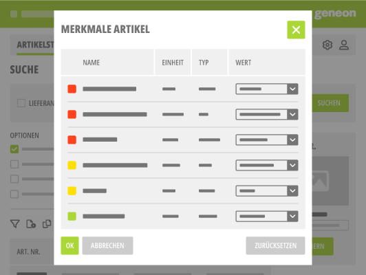 Screen Artikelpflege im Industriestandard